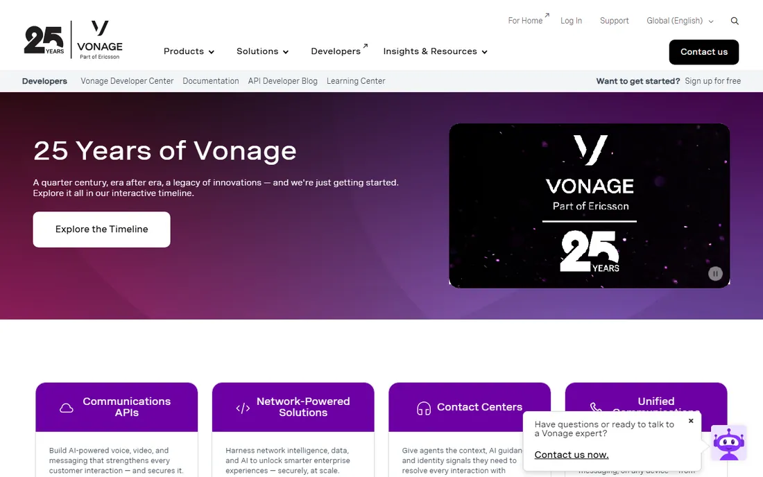 Vonage homepage