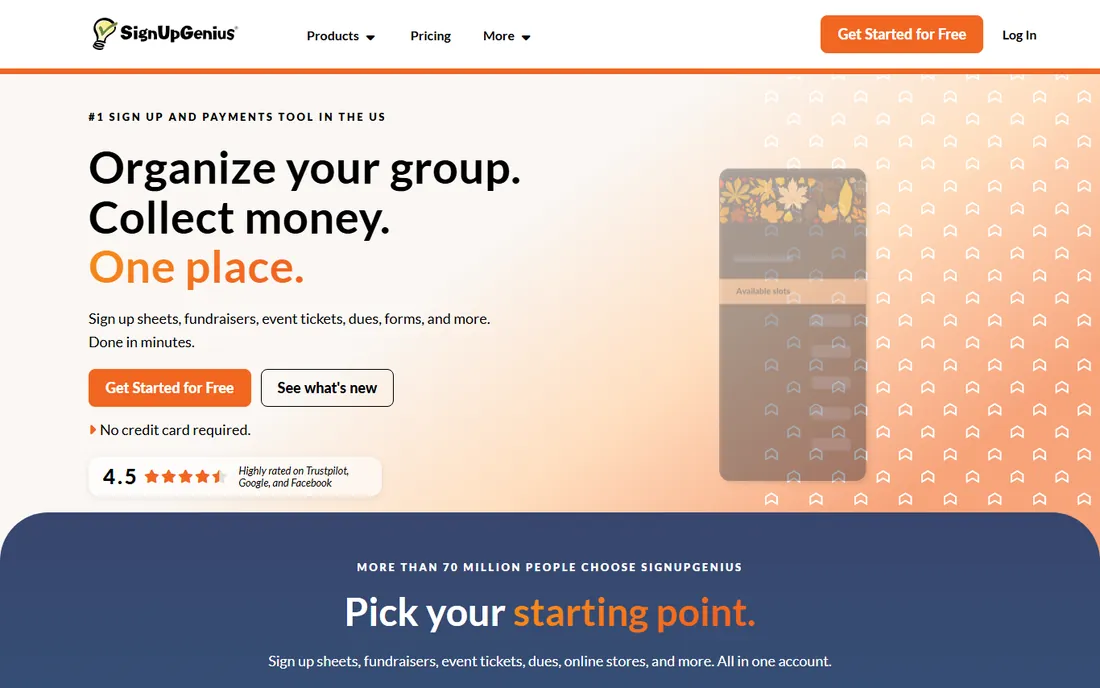 SignUpGenius homepage