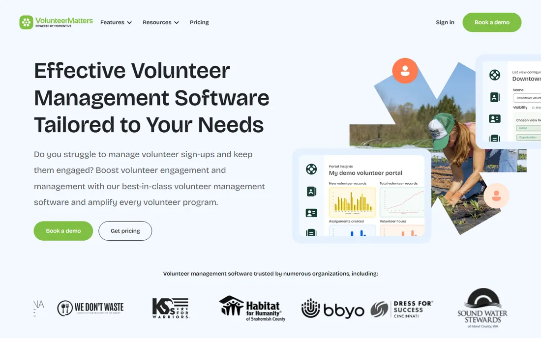 VolunteerMatters homepage