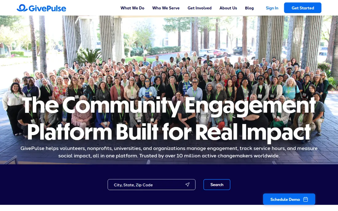 GivePulse homepage