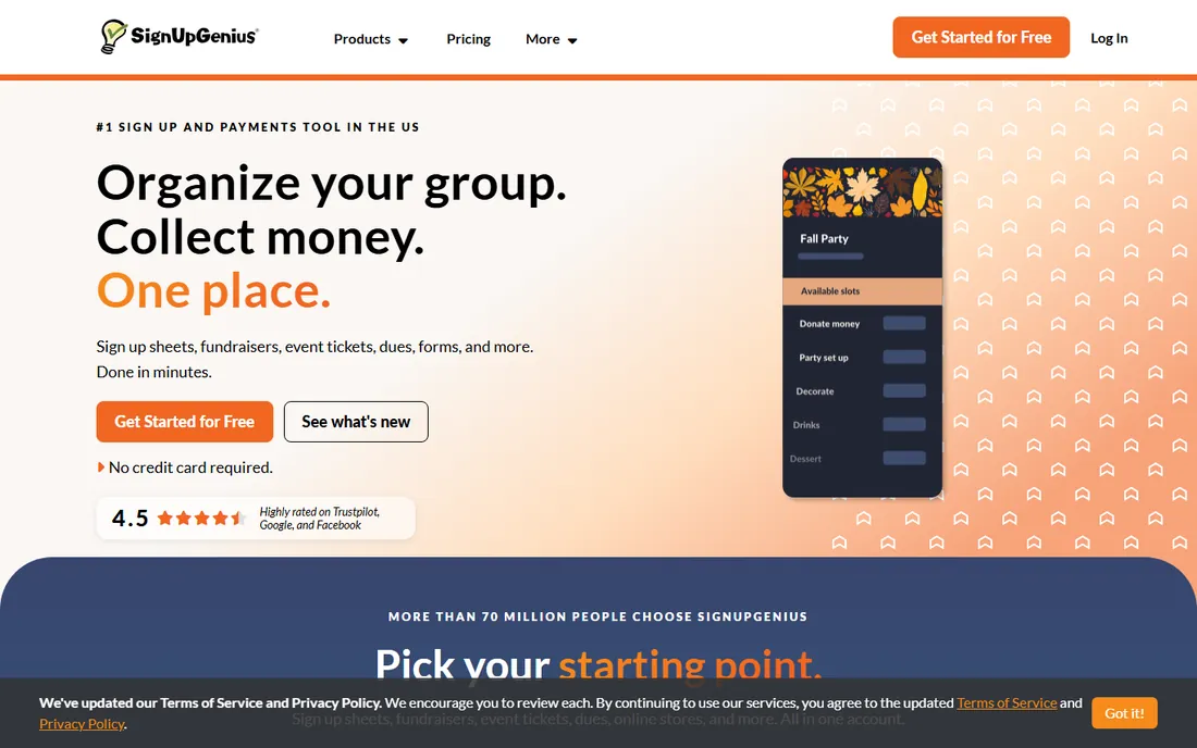 SignUpGenius homepage