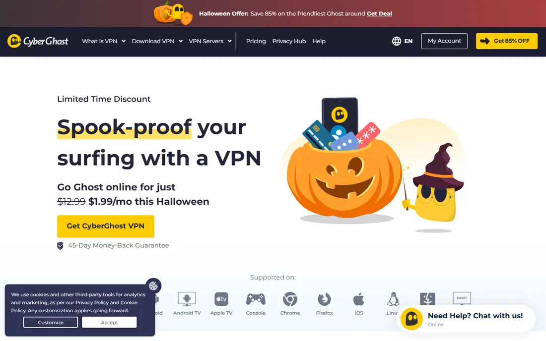 CyberGhost homepage