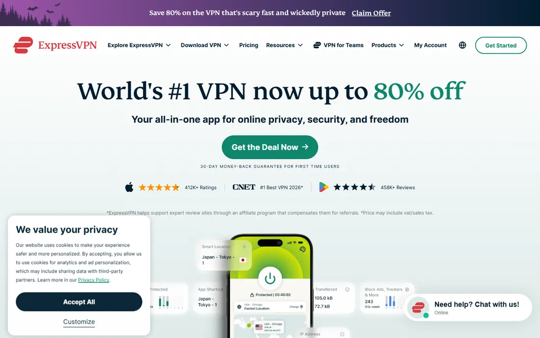 ExpressVPN homepage