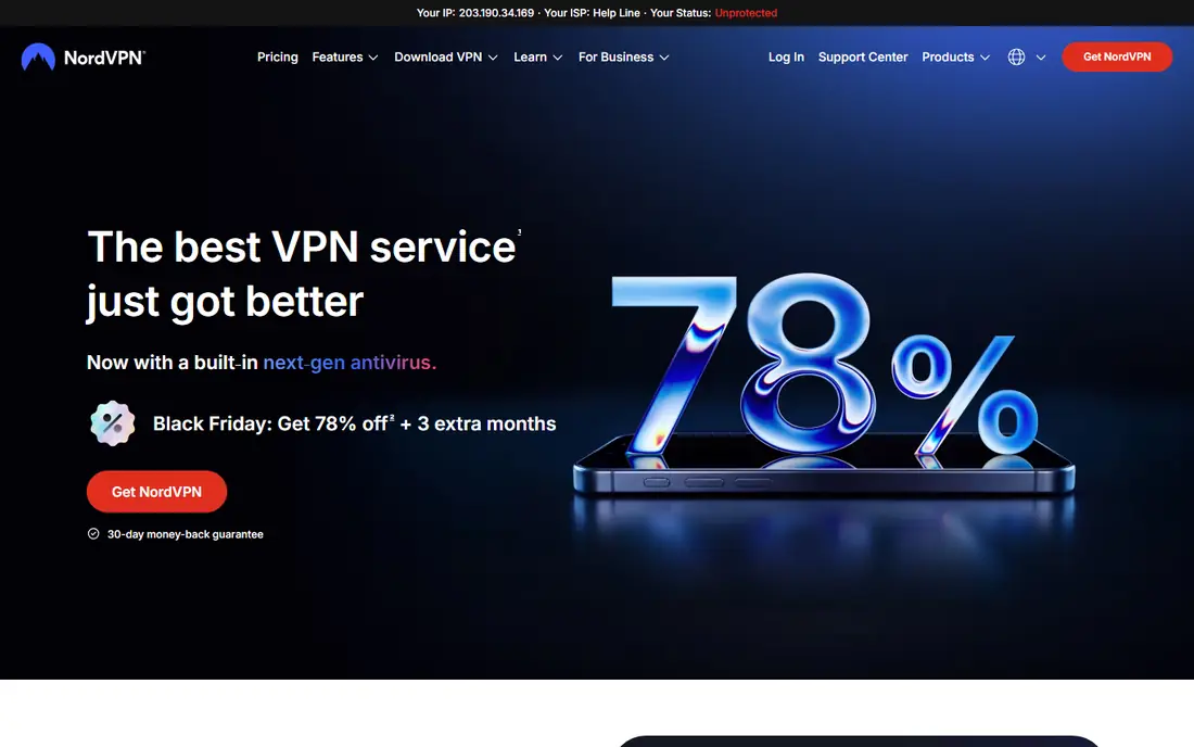 NordVPN homepage