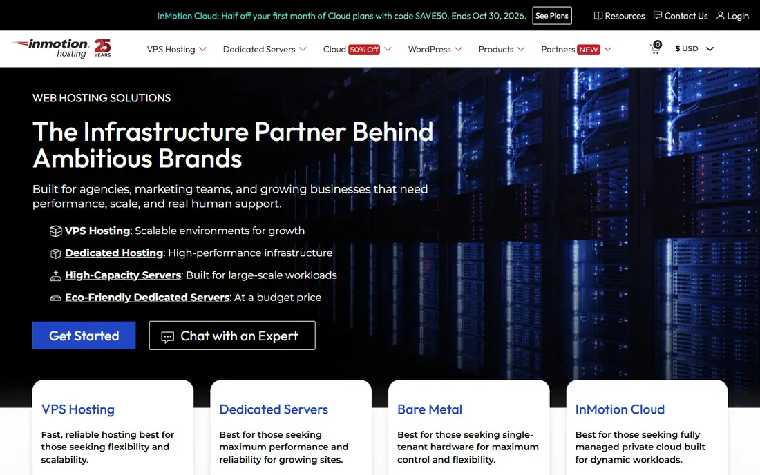 InMotion Hosting homepage