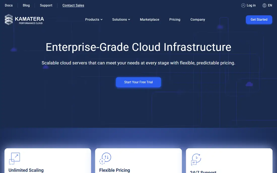 Kamatera homepage