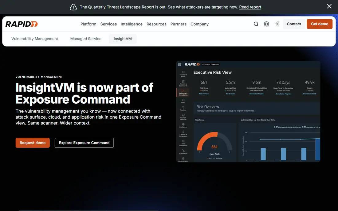 Rapid7 InsightVM homepage
