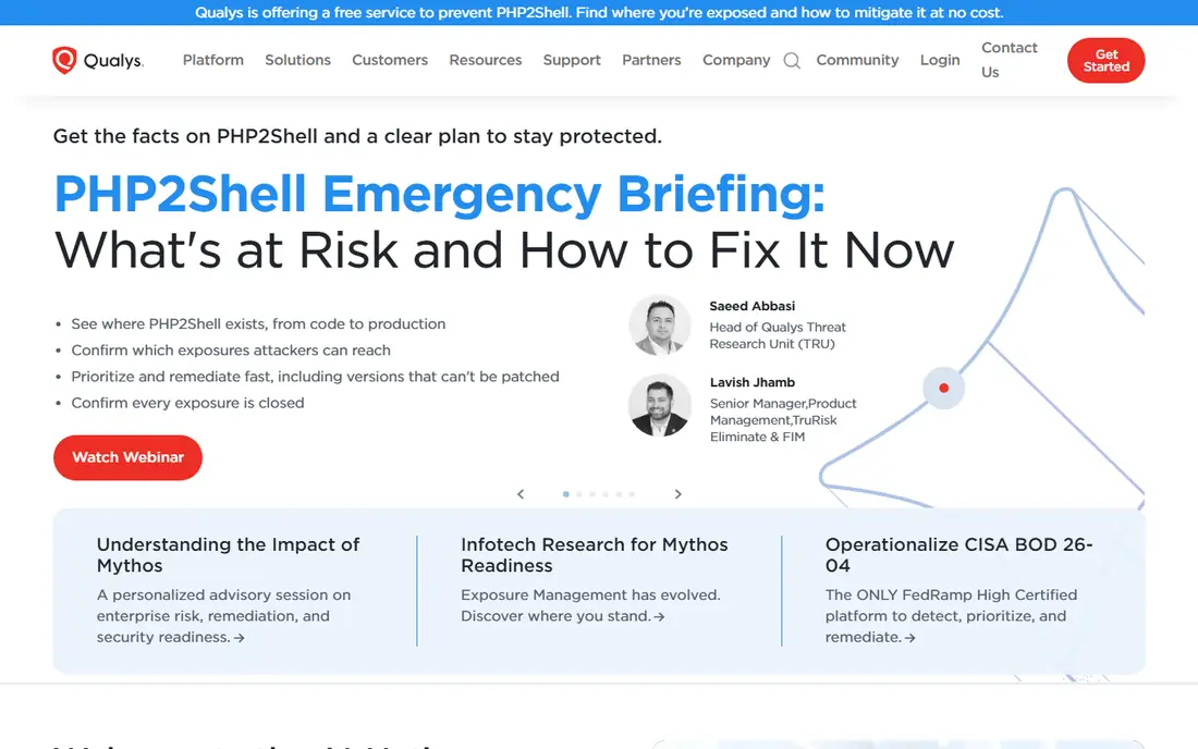 Qualys homepage