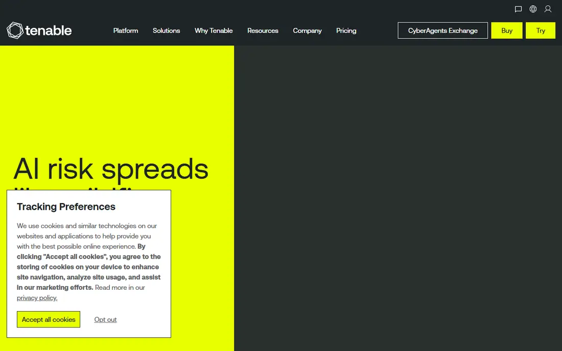 Tenable Nessus homepage