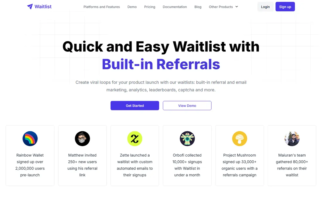 GetWaitlist homepage