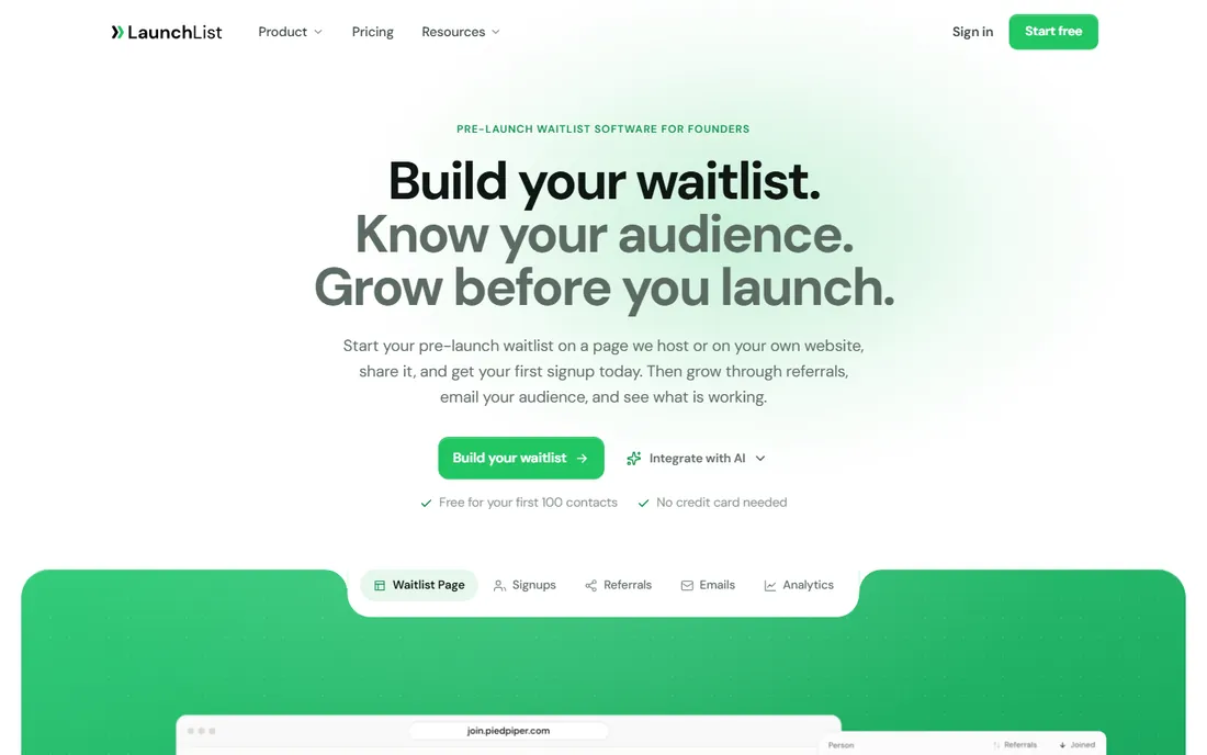 LaunchList homepage