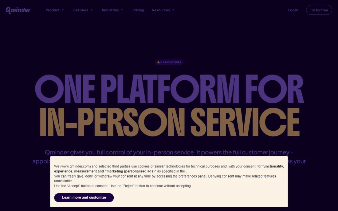 Qminder homepage