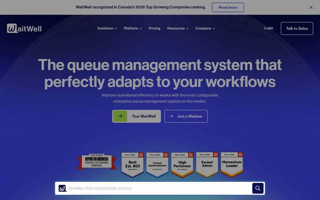 WaitWell homepage