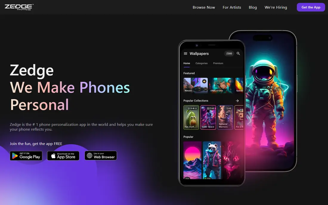 Zedge homepage