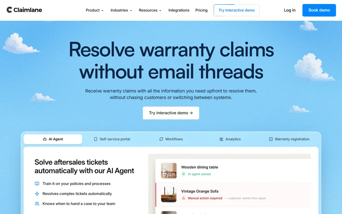 Claimlane homepage