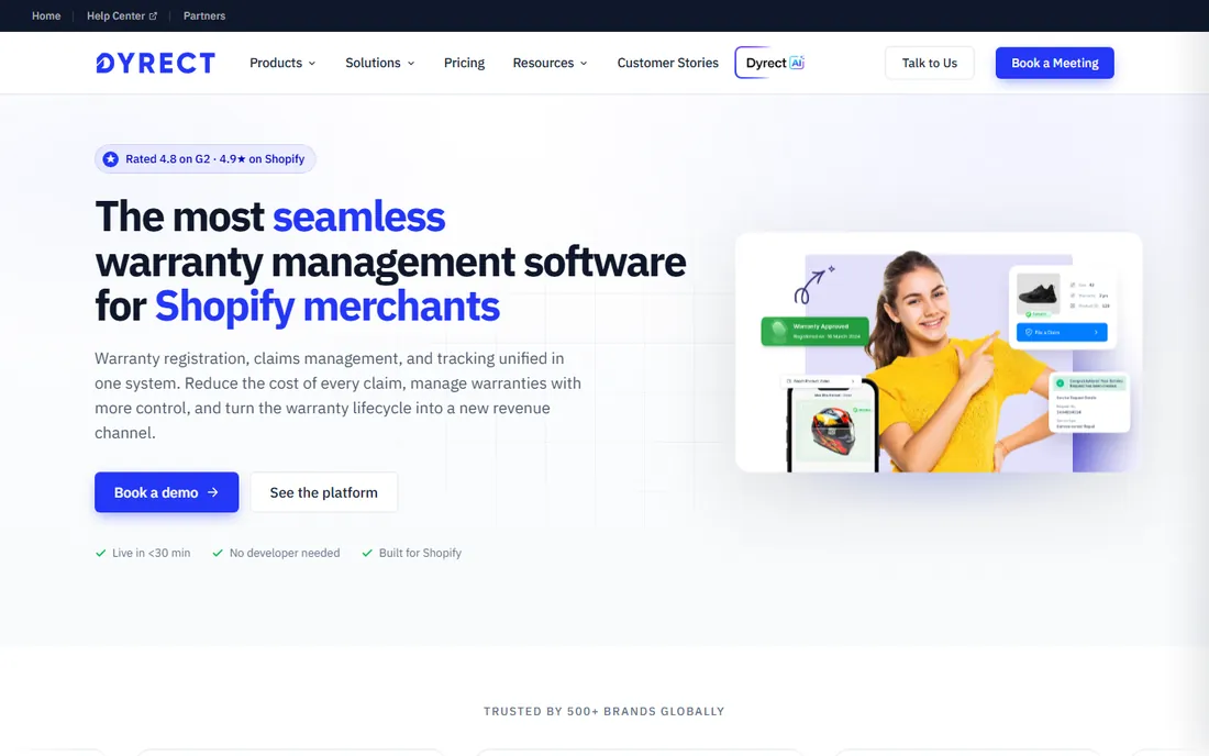 Dyrect homepage