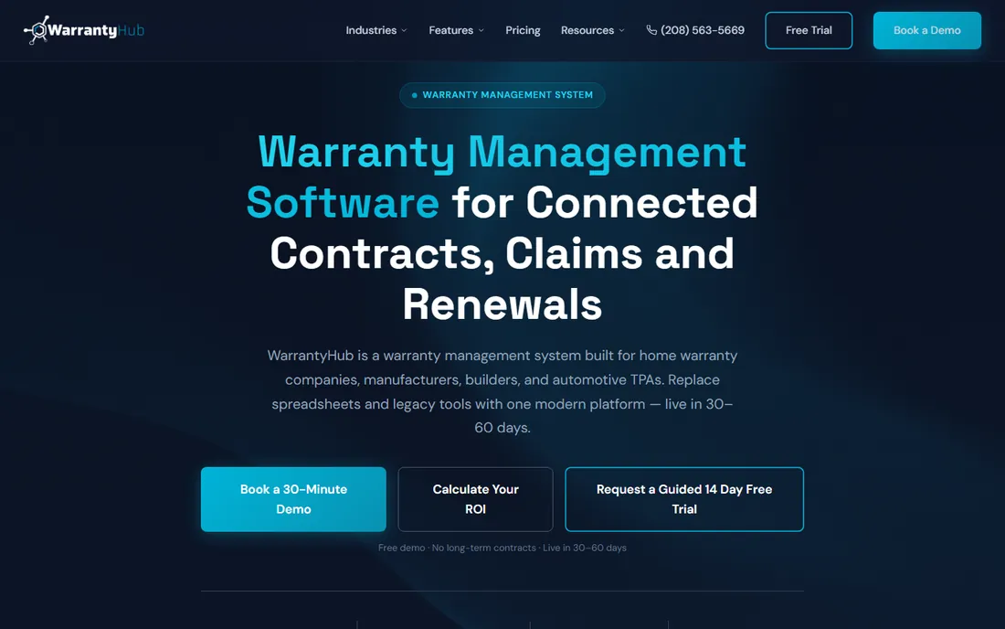 WarrantyHub homepage