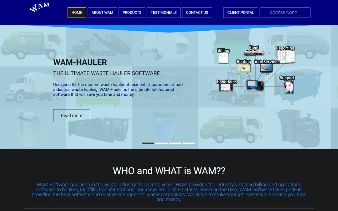 WAM Software homepage