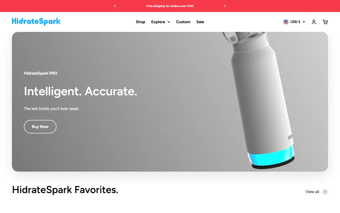 HidrateSpark homepage