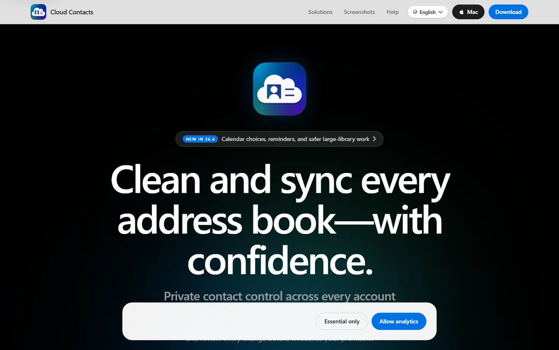 Cloud Contacts homepage