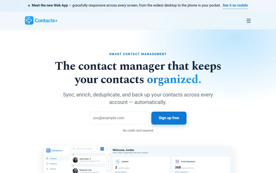 ContactsPlus homepage