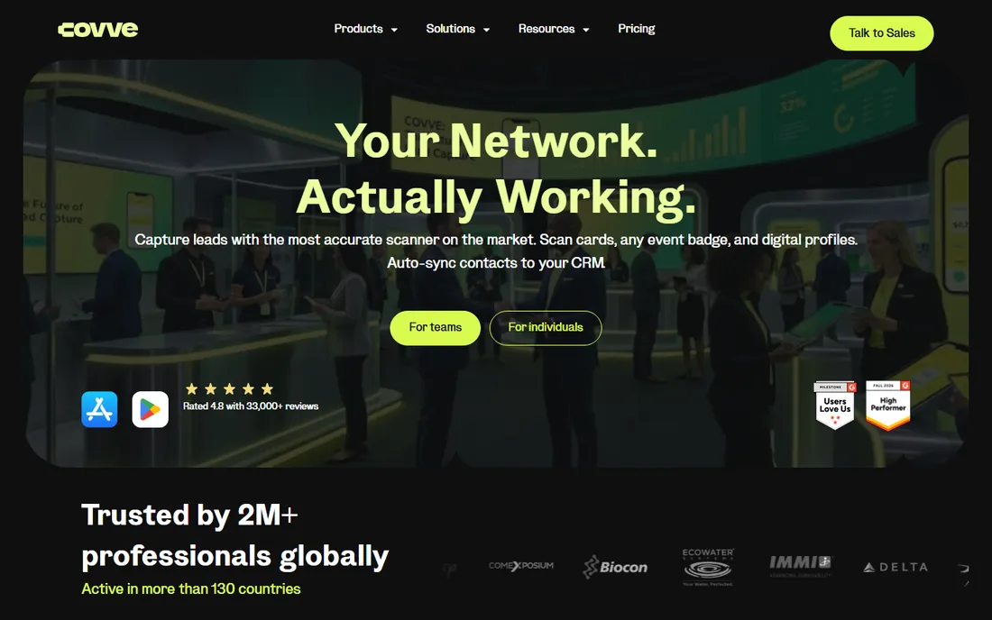Covve homepage