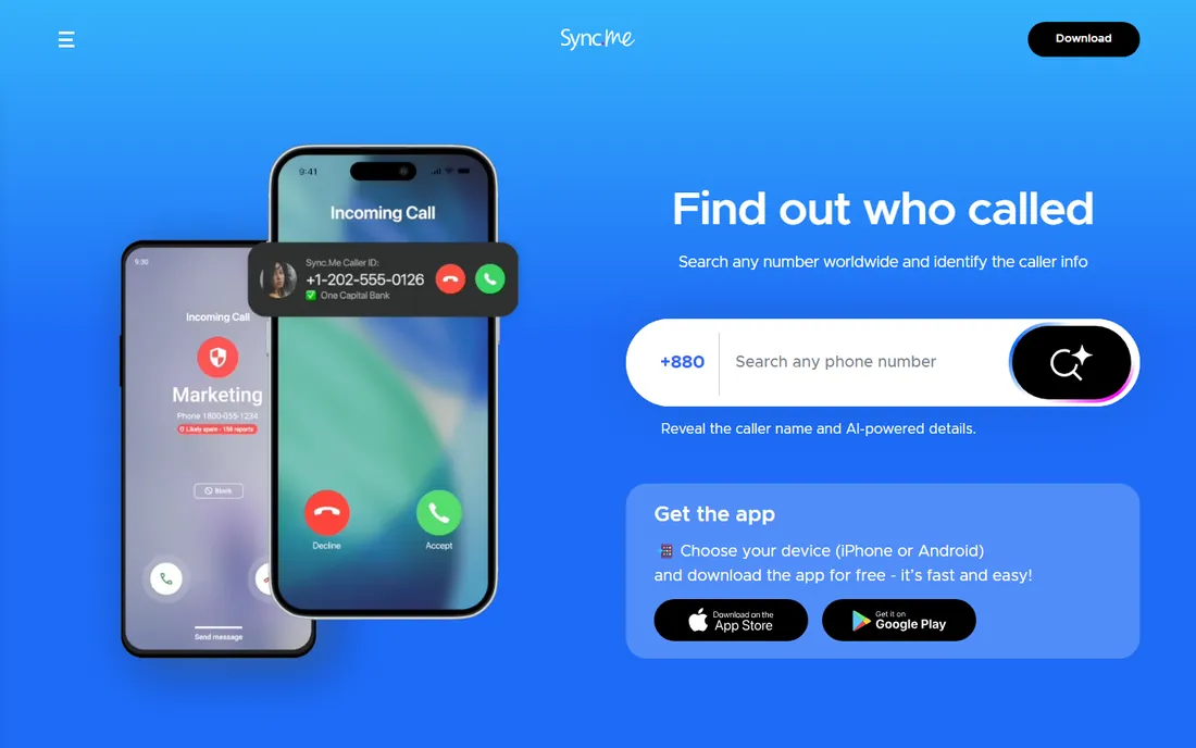 Sync.ME homepage