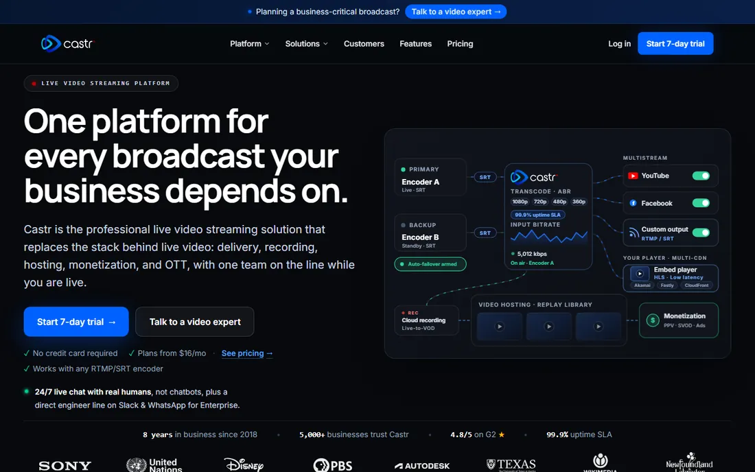 Castr homepage