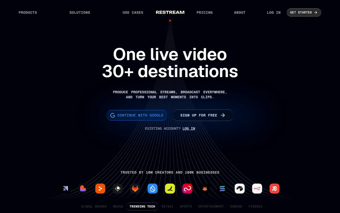 Restream homepage