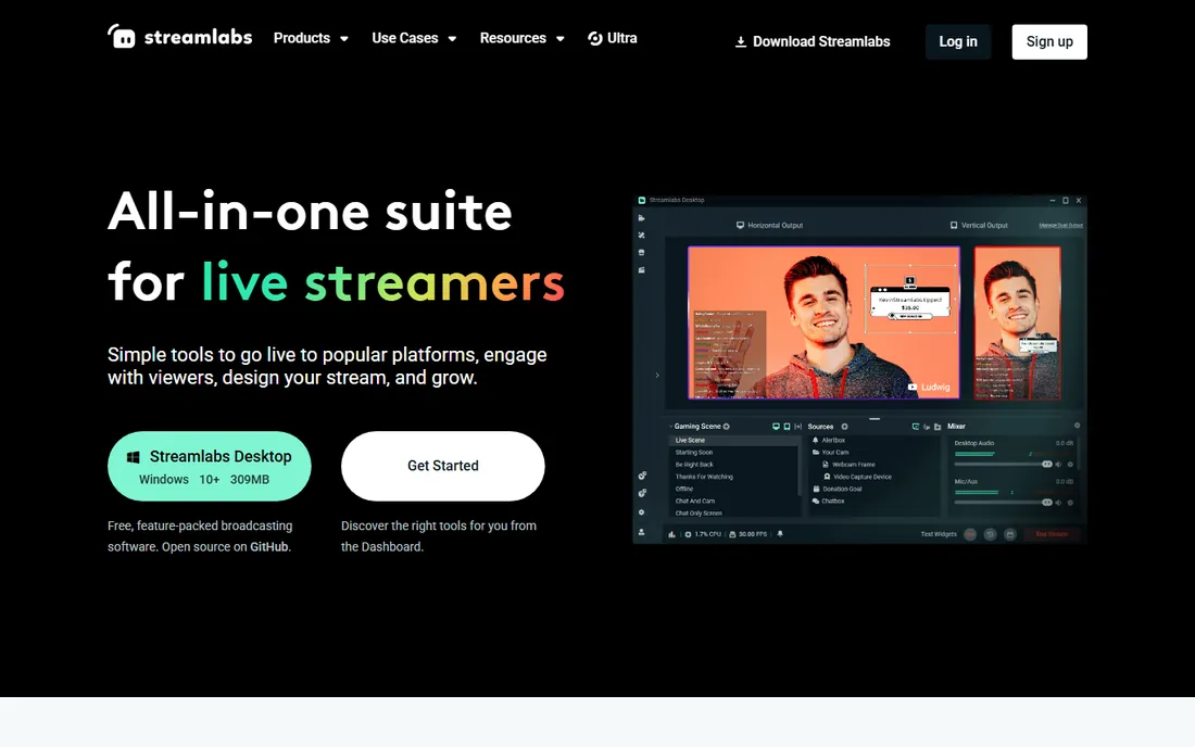 Streamlabs homepage