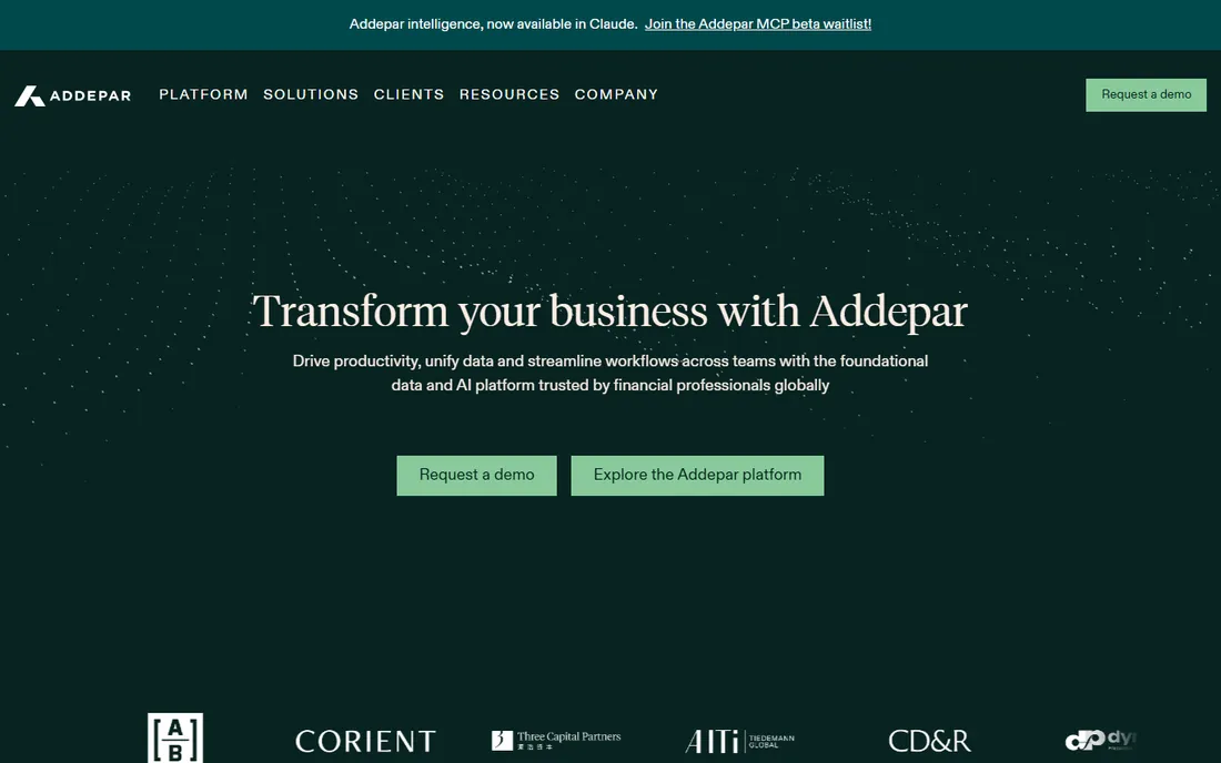 Addepar homepage