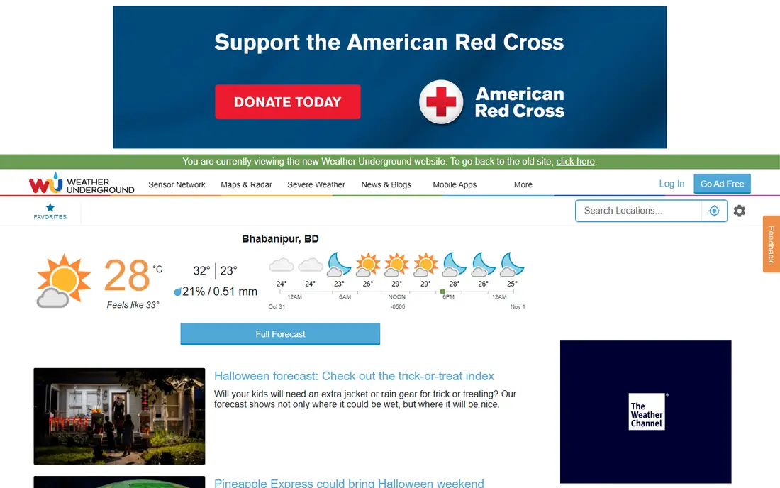Weather Underground homepage