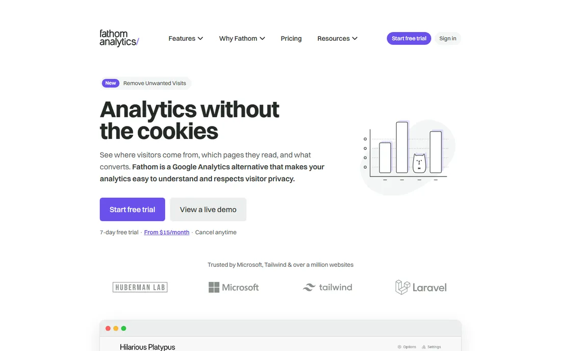 Fathom Analytics homepage
