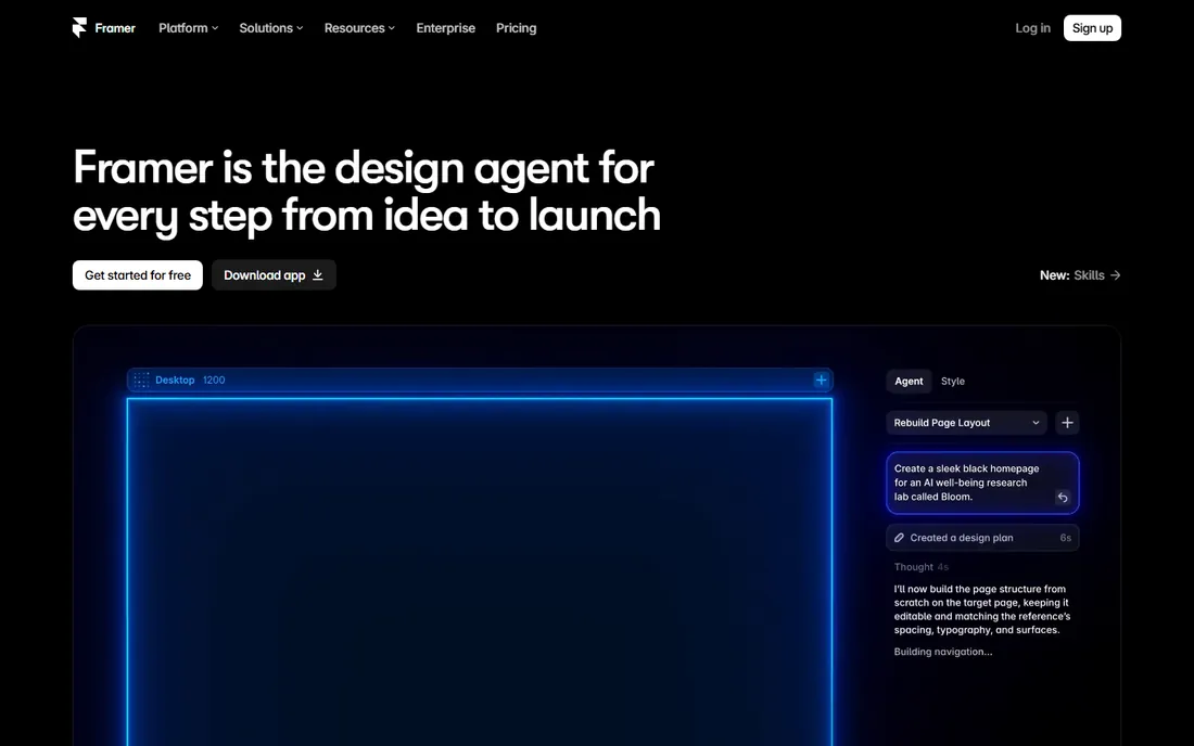 Framer homepage