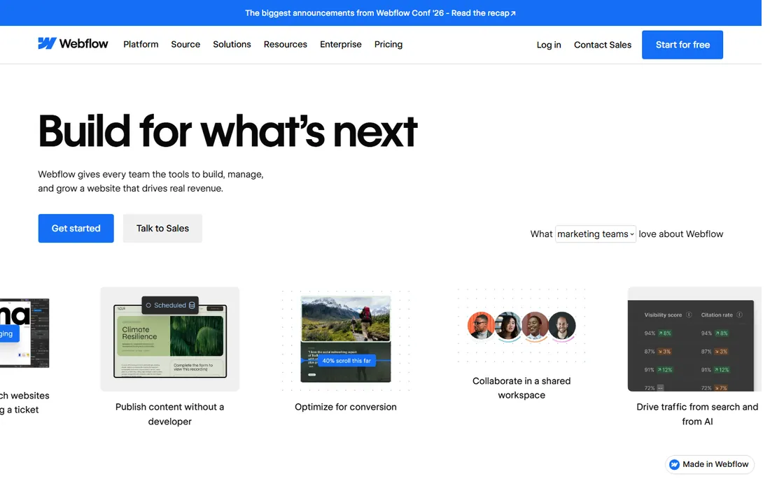 Webflow homepage