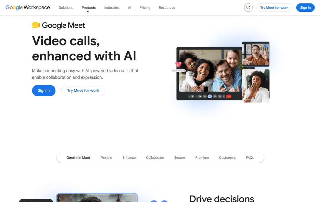 Google Meet homepage