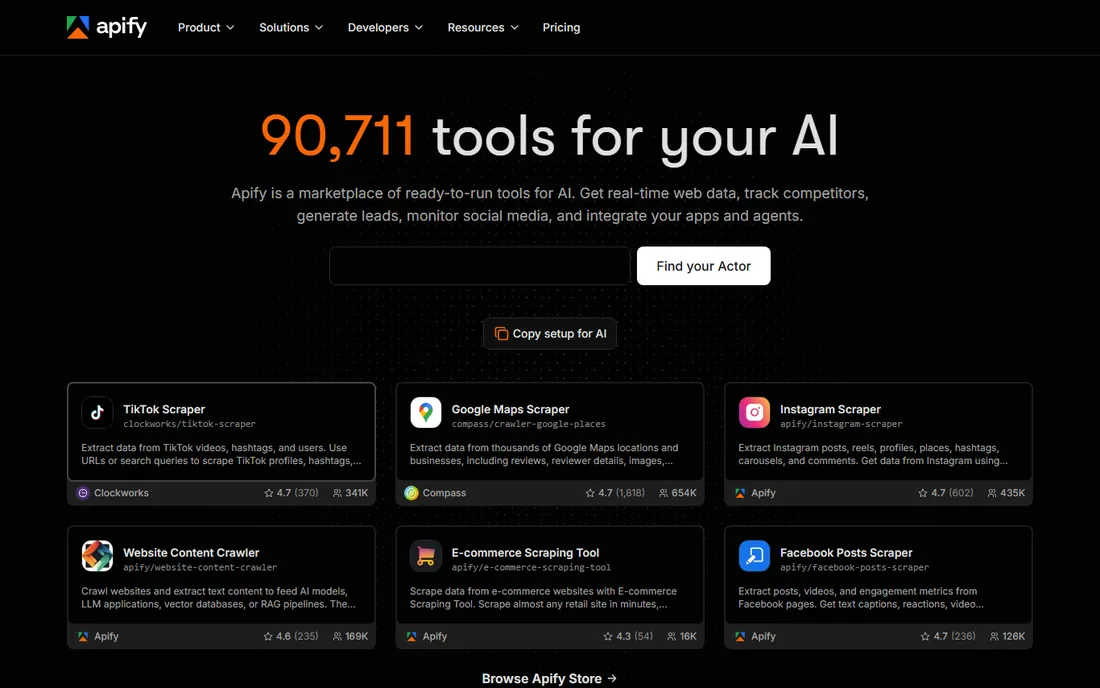 Apify homepage