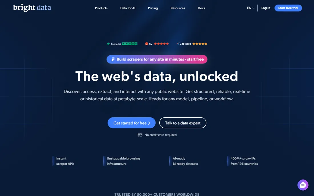 Bright Data homepage