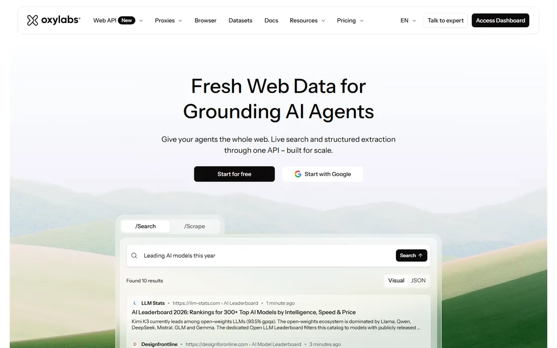 Oxylabs homepage