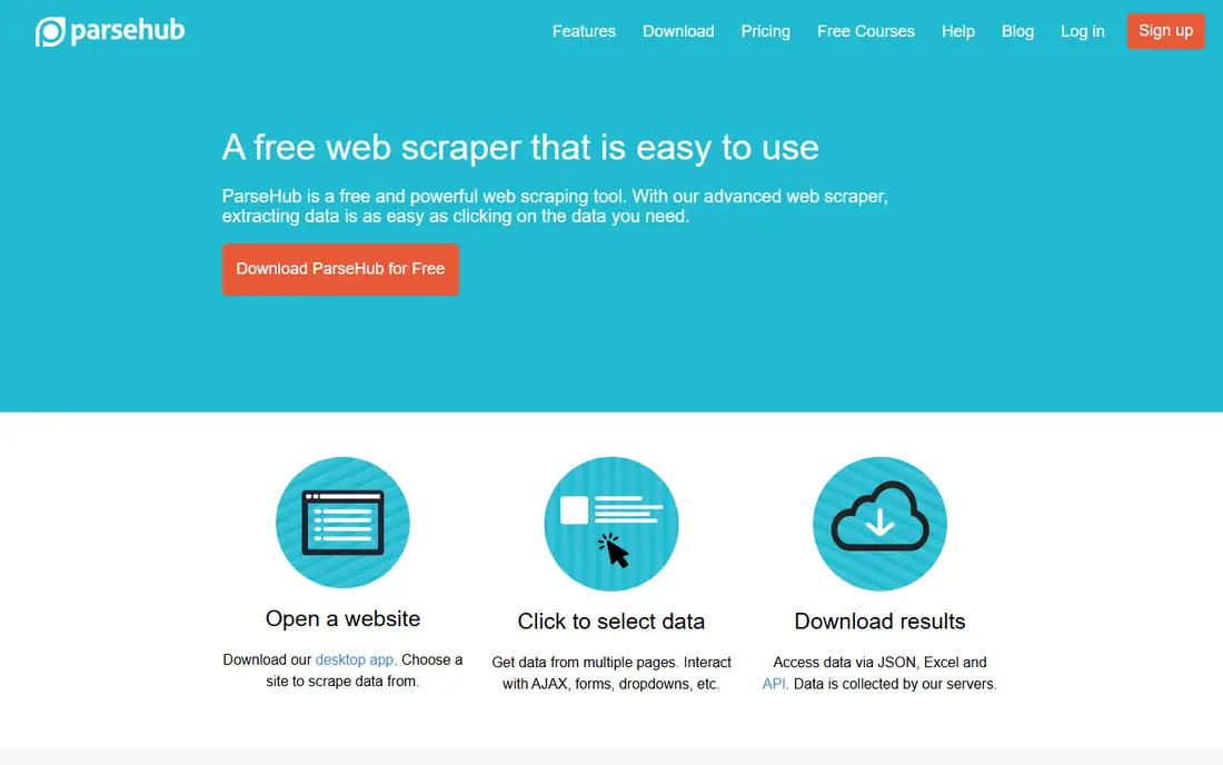 ParseHub homepage