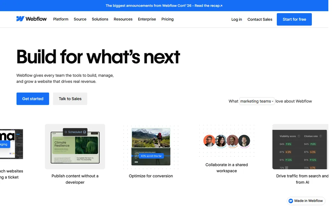 Webflow homepage