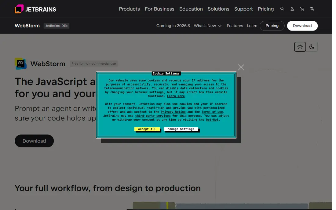WebStorm homepage