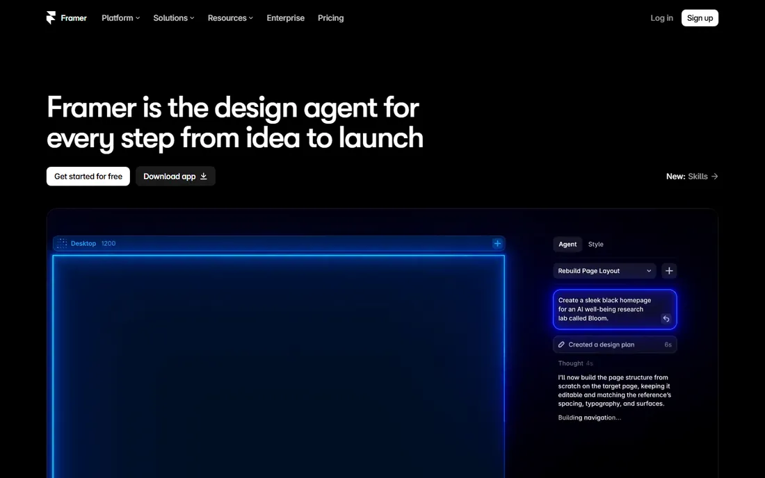 Framer homepage