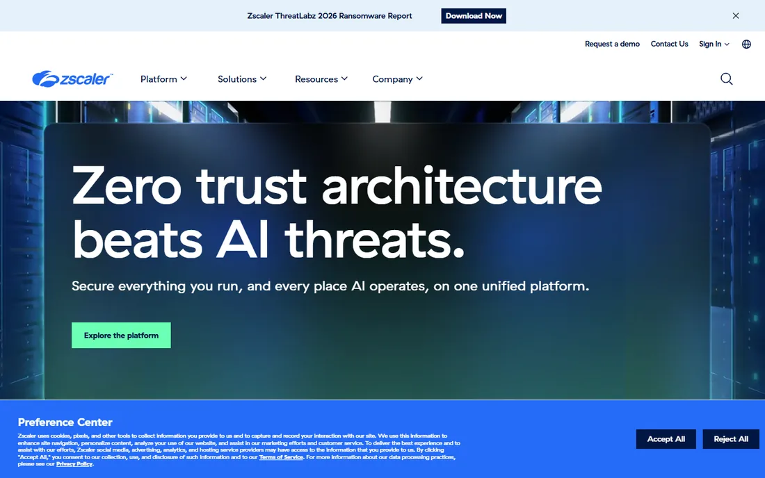 Zscaler Internet Access homepage