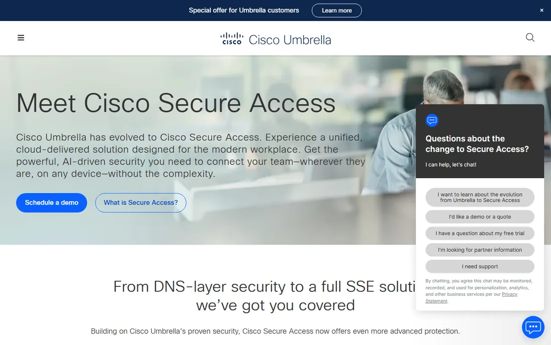 Cisco Umbrella homepage