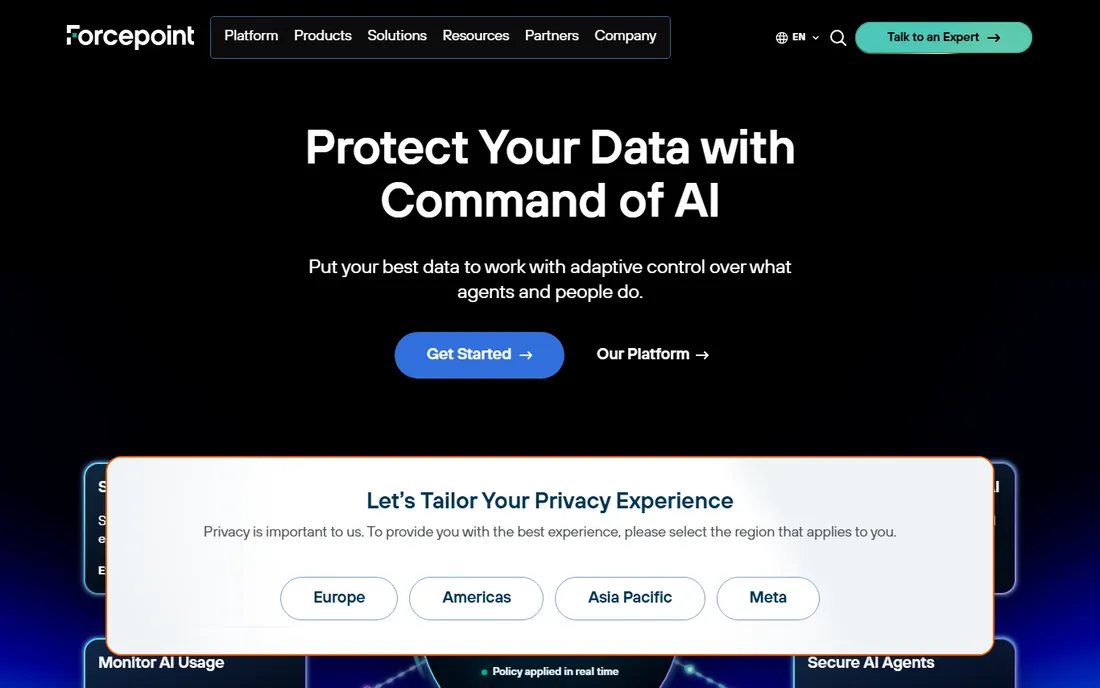 Forcepoint homepage
