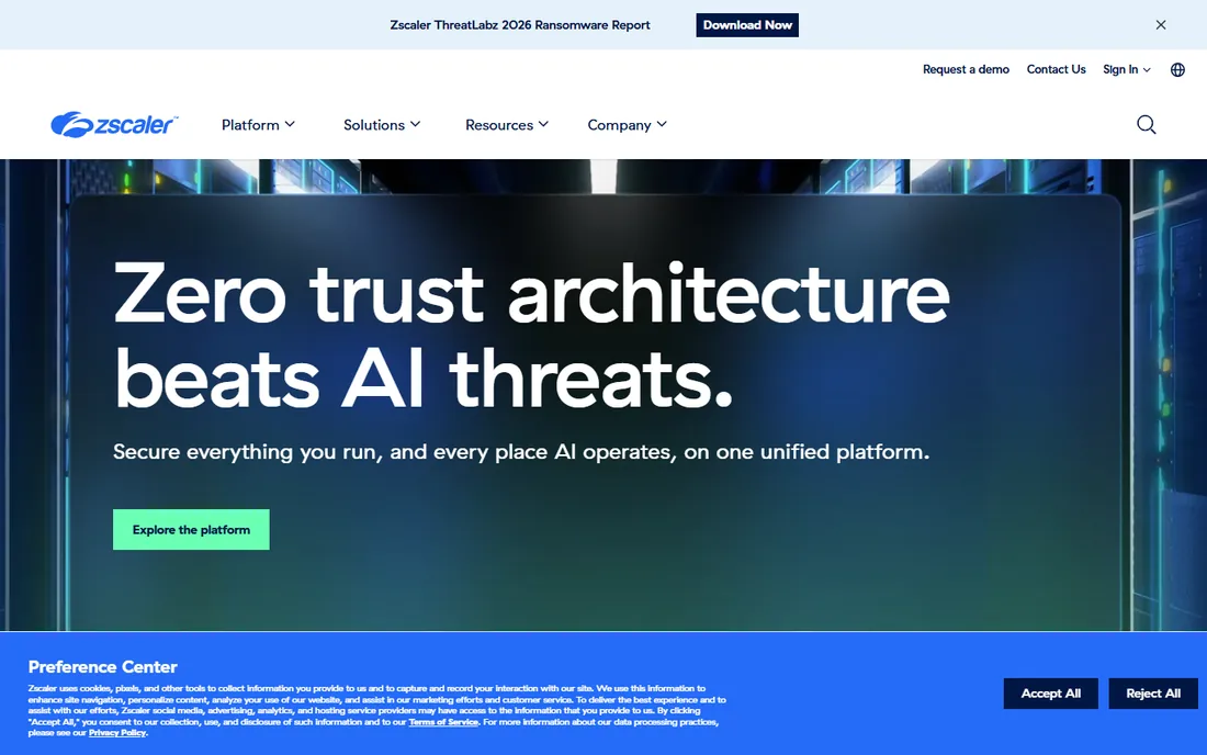 Zscaler Internet Access homepage