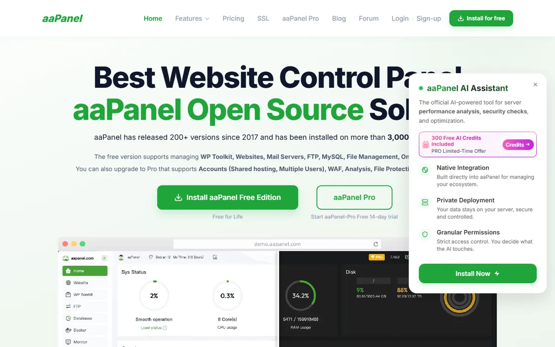 aaPanel homepage