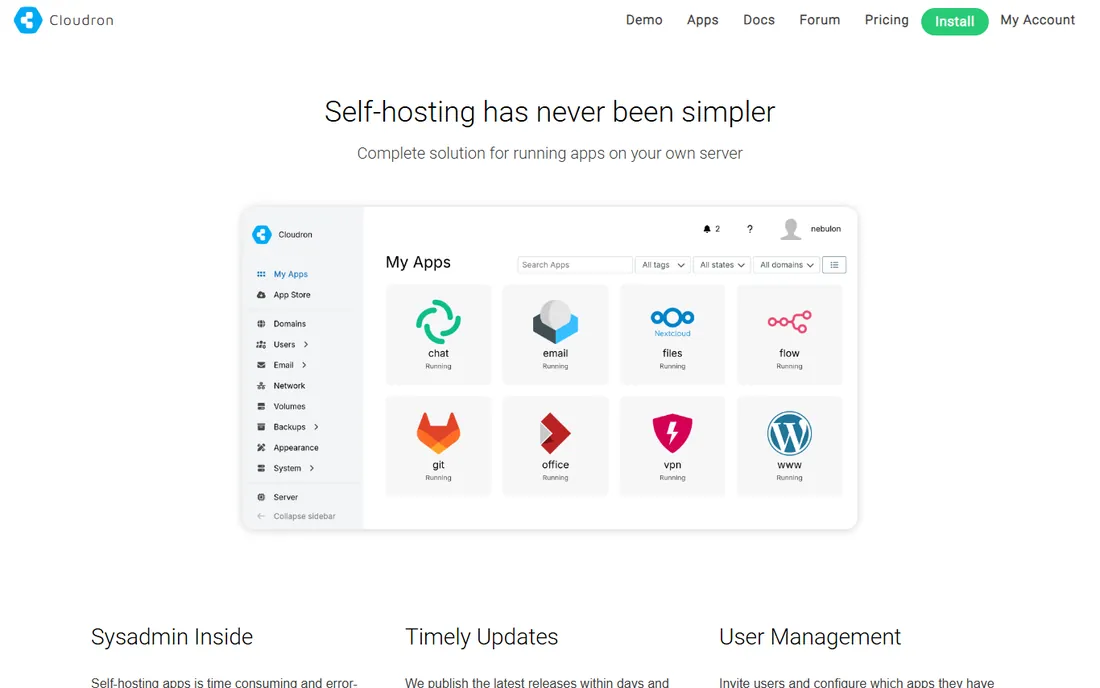 Cloudron homepage