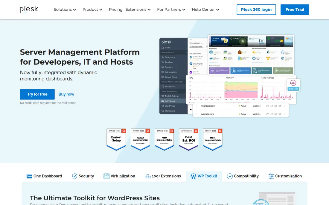 Plesk homepage